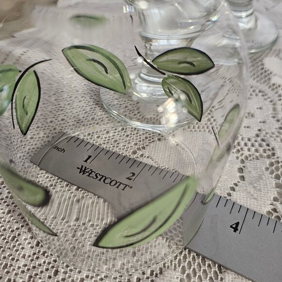 Pfaltzgraff Tango Ice Tea Glasses 14oz water goblets botanical green leaf glass - Picture 5 of 8